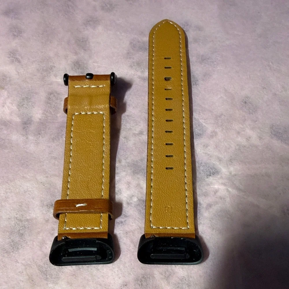 Brown Leather Watch Band for Fitbit